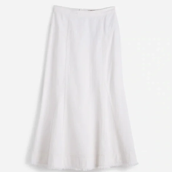 Madewell Denim Fluted Midi Skirt In Tile White Size 26 NWT - Picture 4 of 6
